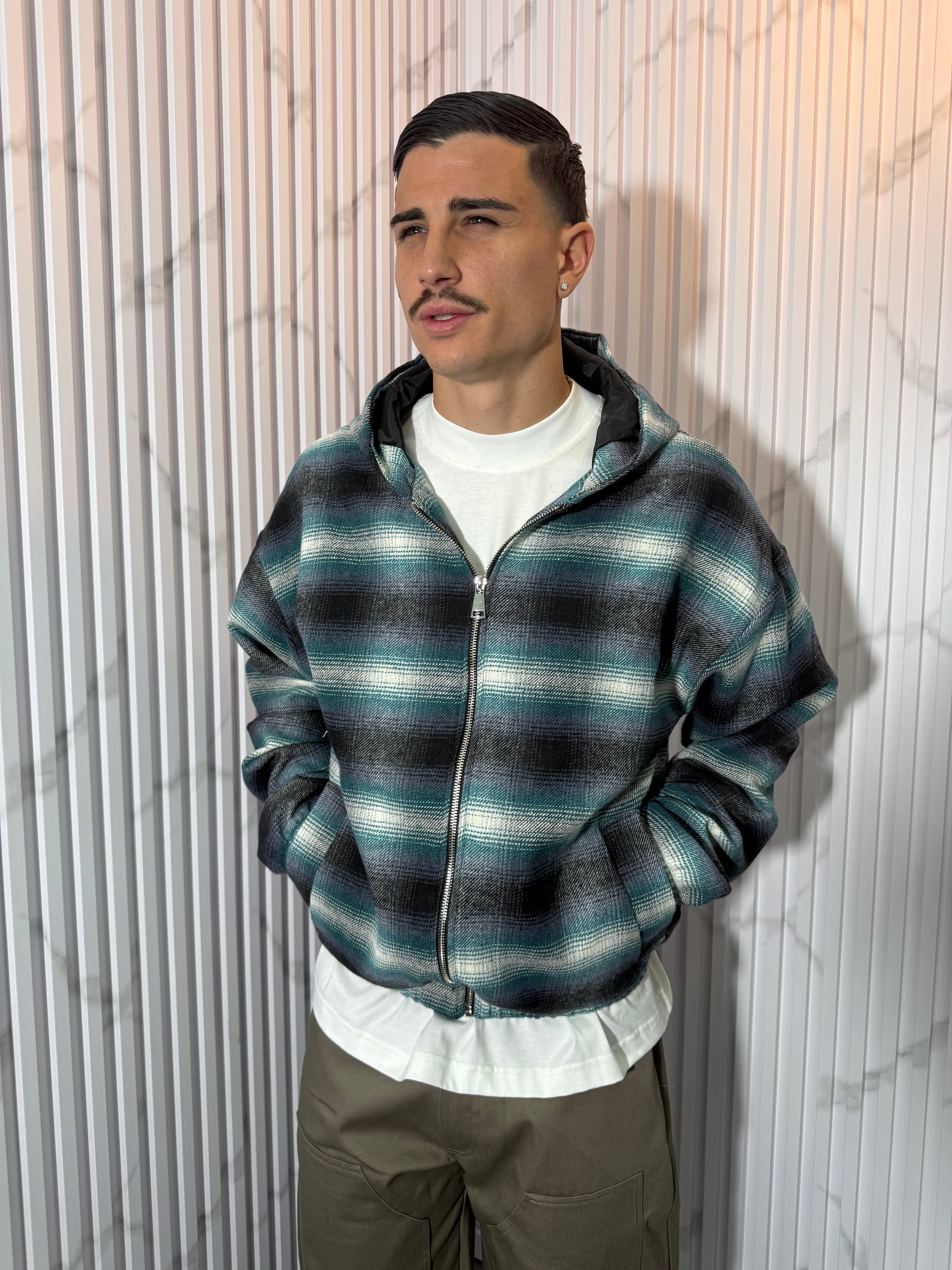 Giubbotto Hydo a Quadri Celeste