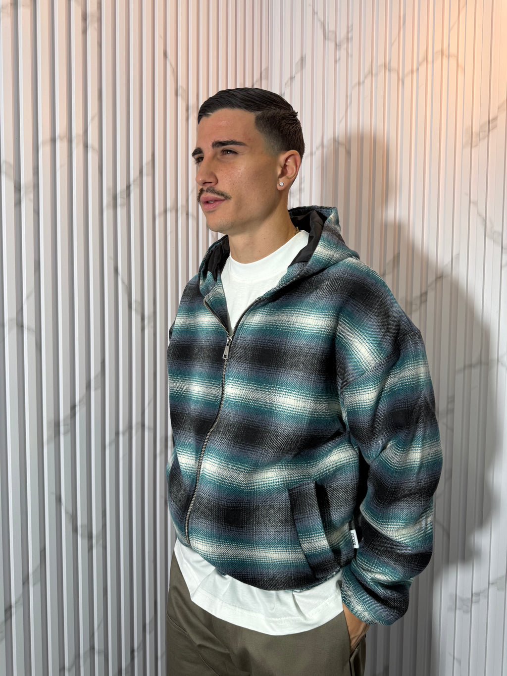 Giubbotto Hydo a Quadri Celeste