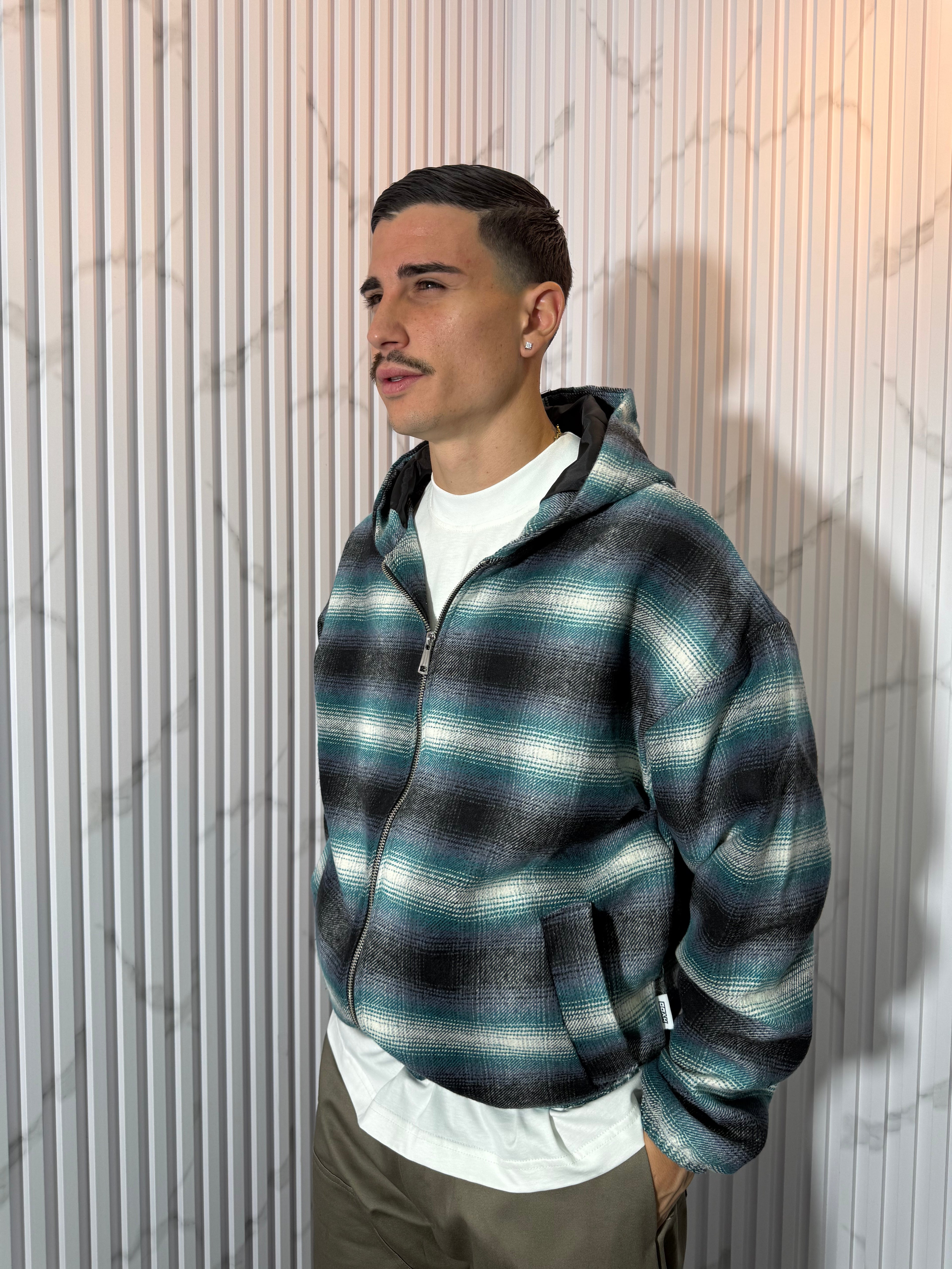 Giubbotto Hydo a Quadri Celeste