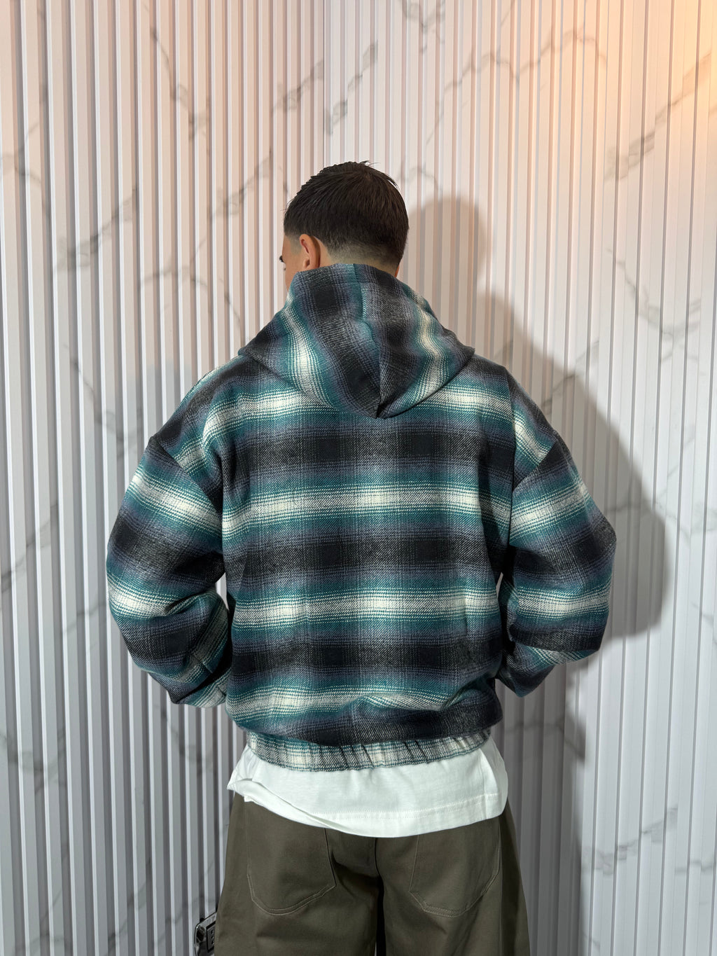 Giubbotto Hydo a Quadri Celeste