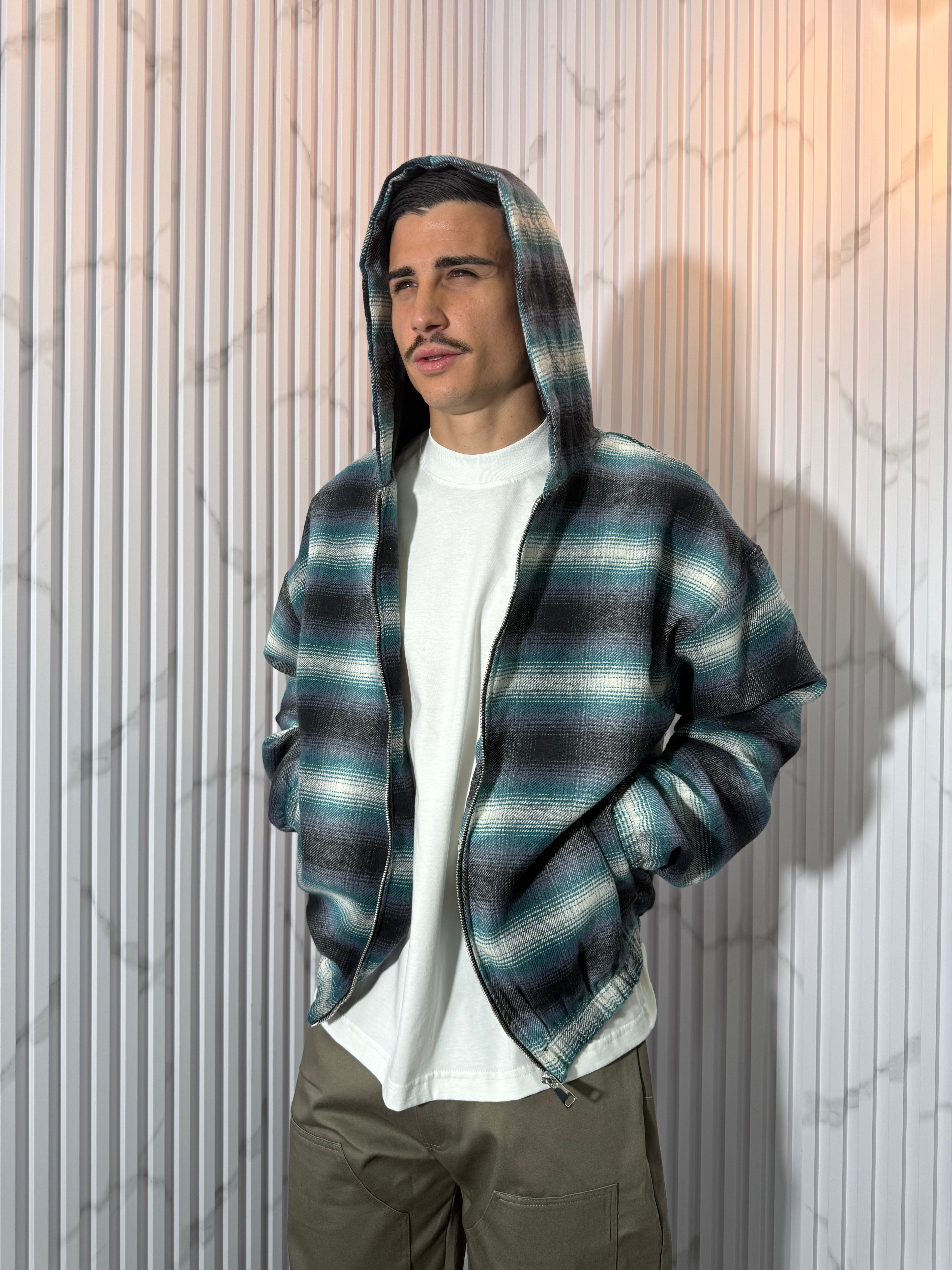 Giubbotto Hydo a Quadri Celeste