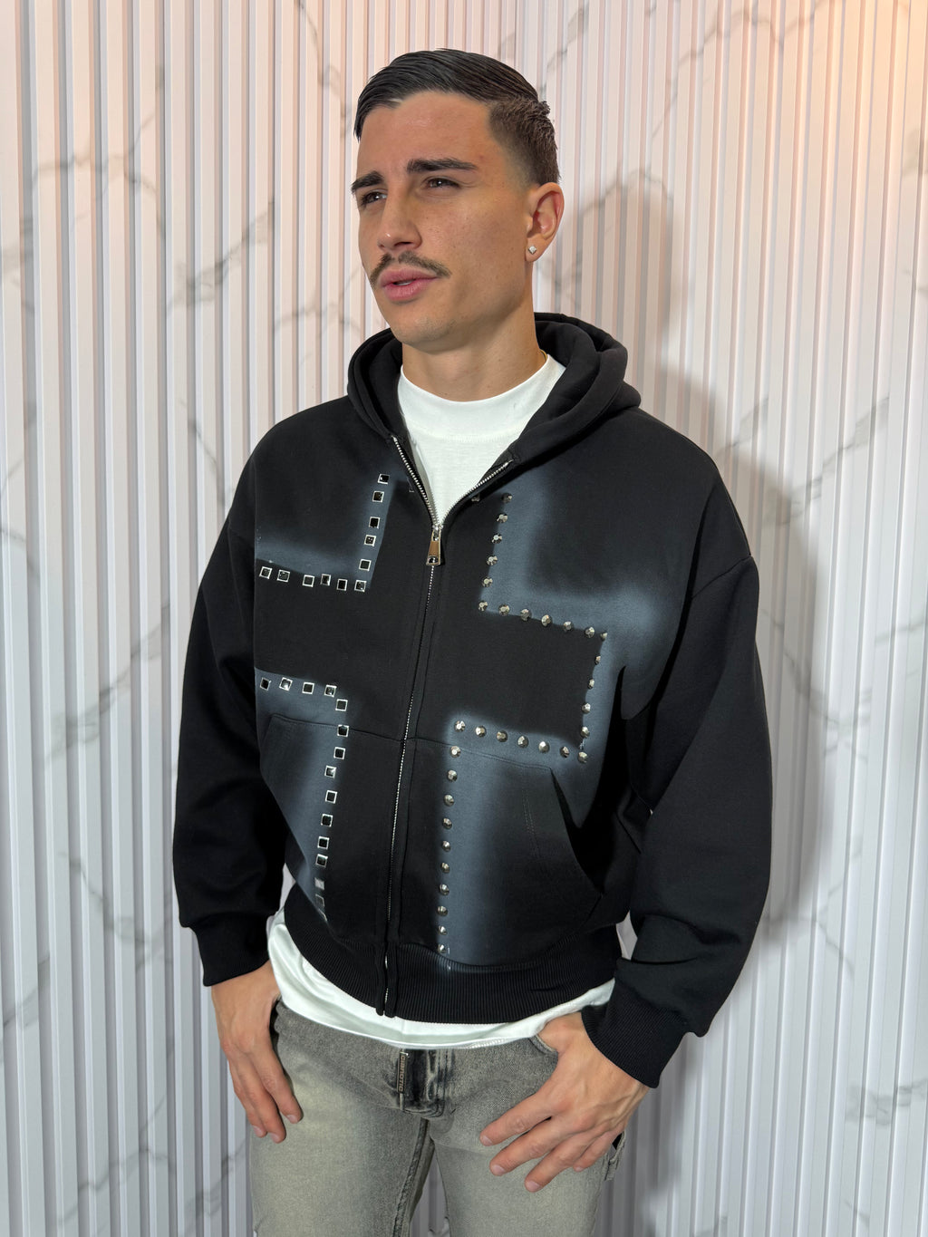 Felpa Croce e Borchie